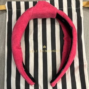 Lele Sadoughi Pink Corduroy Knotted Headband
